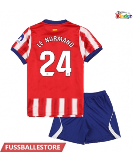 Günstige Atletico Madrid Robin Le Normand #24 Heimtrikotsatz Kinder 2026-27 Kurzarm (+ Kurze Hosen)